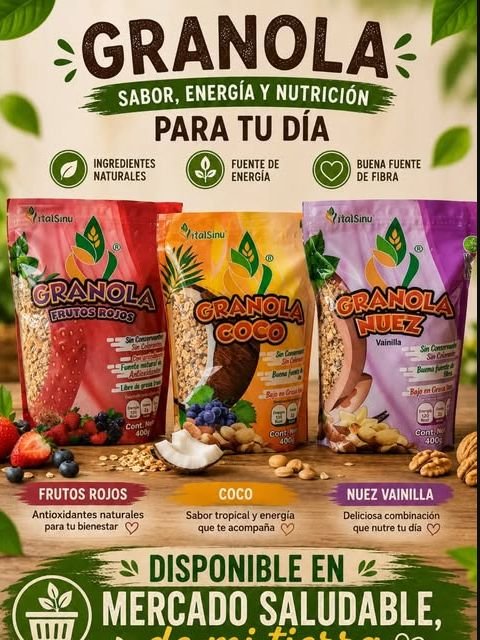Granolas VitalSinu de frutos rojos, coco y nuez vainilla