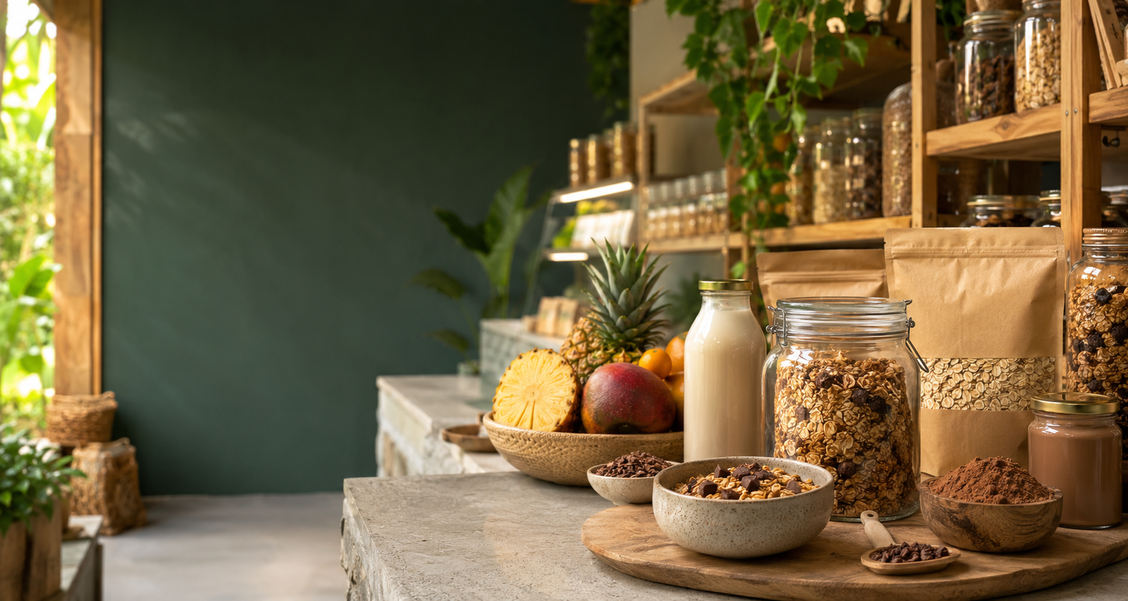 Selección de alimentos naturales en un mercado saludable